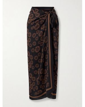 Matteau Floral-Print Silk-Georgette Pareo - Black