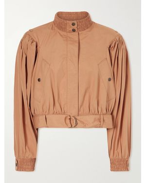 Chloé Cropped Belted Gathered Cotton-Poplin Jacket - Natural