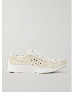 Nike Air Superfly Perforated Leather And Suede Sneakers - Natural