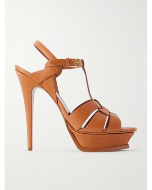 Saint Laurent Tribute Woven Patent-Leather Platform Sandals - Pink