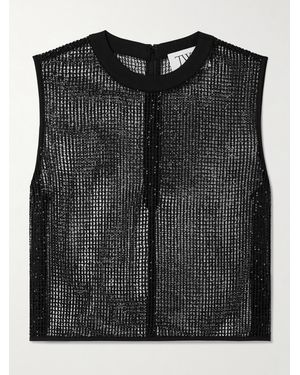 Twp Verkürztes Tanktop Aus Netzmaterial Mit Pailletten - Schwarz