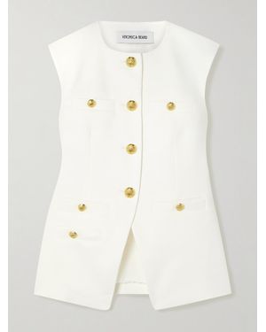 Veronica Beard Tamara Linen-Blend Twill Vest - Natural