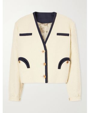 Blazé Milano Orinda Riviera Cropped Cotton-Blend Bouclé Blazer - Natural