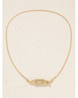 Marie Lichtenberg Evil Eye Baby Locket Kette Aus 18 Karat Mit Emaille Und Saphiren - Natur