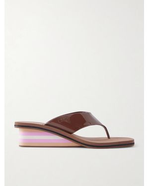 Chloé Swimming Cool Patent-Leather Sandals - Brown