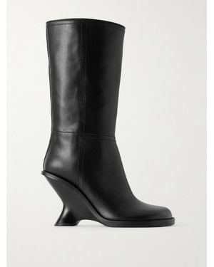 Dries Van Noten Stiefel Aus Leder Mit Keilabsatz - Schwarz