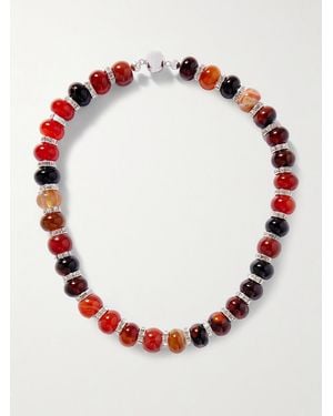 Julietta Collier En Plaqué Rhodium Et Agates Thea - Rouge