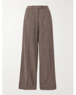 Fortela Juliana Mélange Wool-Blend Tweed Staight-Leg Trousers - Brown