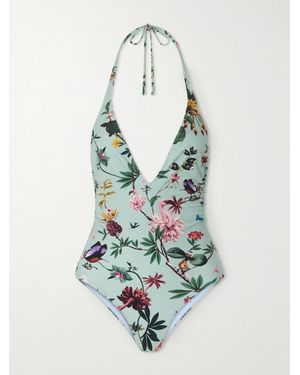 La DoubleJ Printed Halterneck Swimsuit - White