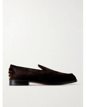 Tod's Studded Calf Hair Loafers - Black