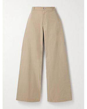 The Elder Statesman Silvano Cotton-Twill Wide-Leg Trousers - Natural
