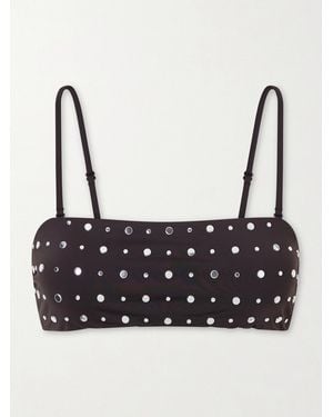 STAUD Sara Strapless Studded Bikini Top - Brown