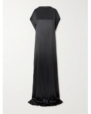 Dries Van Noten Open-Back Draped Silk-Blend Satin Gown - Black