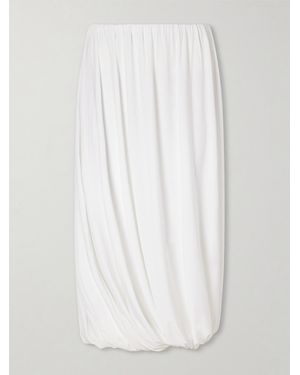 Norma Kamali Pleated Jersey Midi Skirt - White