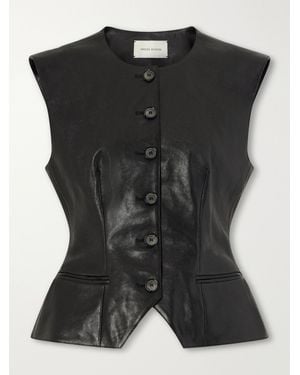 Magda Butrym Cropped Full-Grain Leather Vest - Black