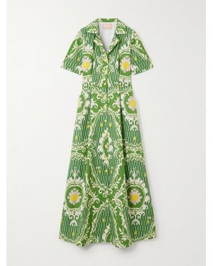 Marta Ferri Maria Printed Organic Cotton Maxi Shirt Dress - Green