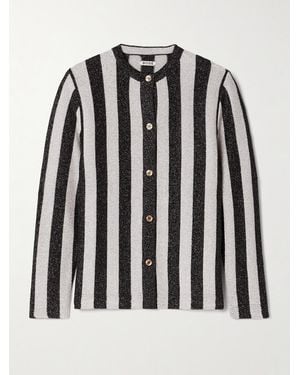 Bode Grandstand Metallic Striped Knitted Cardigan - Black