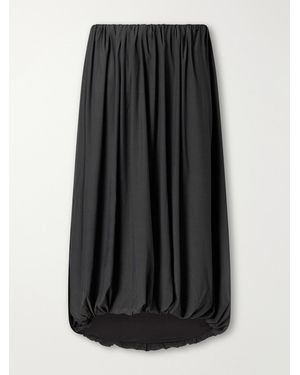 St. Agni Balloon Gathered Chiffon Midi Skirt - Black
