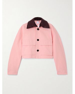 Bottega Veneta Veste En Serge De Coton À Finitions En Cuir Intrecciato - Rose
