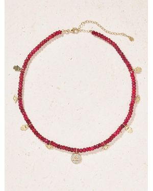 Sydney Evan 14-Karat, Ruby And Diamond Necklace - Pink