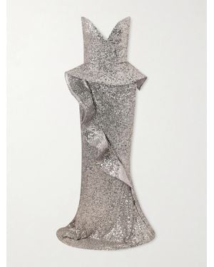 Maticevski Glorious Strapless Sequined Crepe Gown - Grey