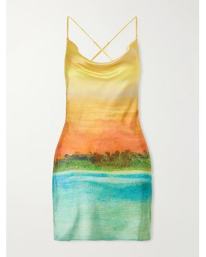 Donde Esteban Formentera Printed Silk-Blend Mini Dress - Yellow