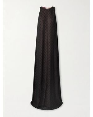 Gucci Crystal-Embellished Silk-Chiffon Gown - Black