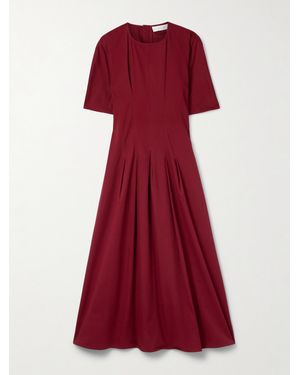 Proenza Schouler Ainsley Pleated Brushed Cotton-Blend Twill Midi Dress - Red