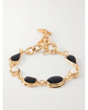 Saint Laurent Cassandre-Tone Enamel Bracelet - Metallic
