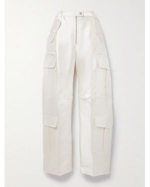 Christopher John Rogers Cargohose Mit Weitem Bein Aus Twill Aus Einer Seiden-Wollmischung - Weiß