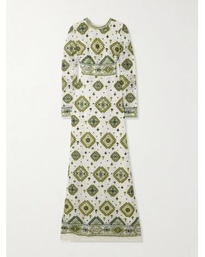 Giambattista Valli Sequin-Embellished Embroidered Tulle Gown - Green