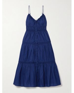 Sea Camden Tiered Gathered Cotton-Voile Midi Dress - Blue