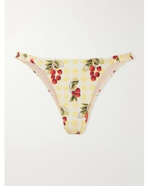 Agua Bendita Vera Printed Checked Bikini Bottoms - Metallic