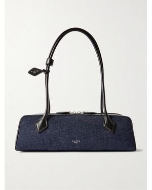 Alaïa Le Teckel Mittelgroße Schultertasche Aus Denim - Blau