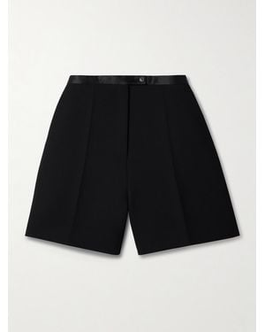 KHAITE Micha Satin-Trimmed Crepe Shorts - Black