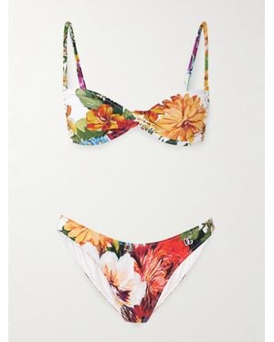 Dolce & Gabbana Bikini Mit Blumenprint Und Twist-Detail - Grau