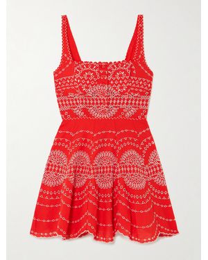 Charo Ruiz Winnie Broderie Anglaise Cotton-Blend Mini Dress - Red