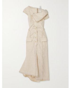 Jacquemus Camargue Asymmetric Linen And Silk-Blend Maxi Dress - Natural