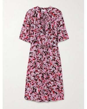 Dries Van Noten Gathered Printed Crepe Midi Dress