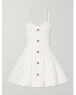 Balmain Quilted Denim Bustier Mini Dress - Natural