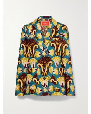 La DoubleJ 24/7 Printed Cotton-Velvet Blazer - Green