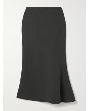 Tibi Marte Asymmetric Wool-Blend Crepe Midi Skirt - Black