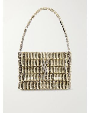 Saint Laurent Evening Micro Crystal-Embellished Chainmail Shoulder Bag - Metallic
