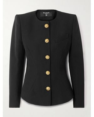 Balmain Grain De Poudre Wool Jacket - Black