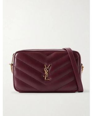 Saint Laurent Loulou Quilted Textured-Leather Shoulder Bag - Purple