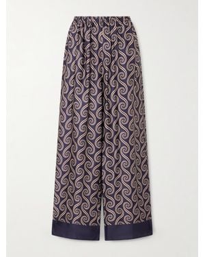 Faithfull the Brand Jensen Printed Satin Wide-Leg Pants - Blue