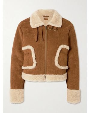 Mother The On Thin Ice Cropped Fleece Jacket - Brown