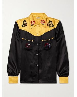 Bode Rodeo Sequin-Embellished Satin Shirt - Black