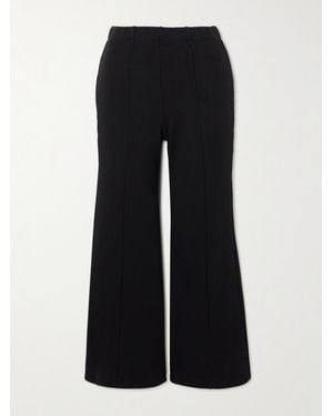 Suzie Kondi Fili Kick Cropped French Cotton-Terry Flared Pants - Black
