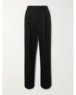Victoria Beckham Hose Mit Weitem Bein Aus Grain De Poudre Aus Wolle Mit Falten - Schwarz